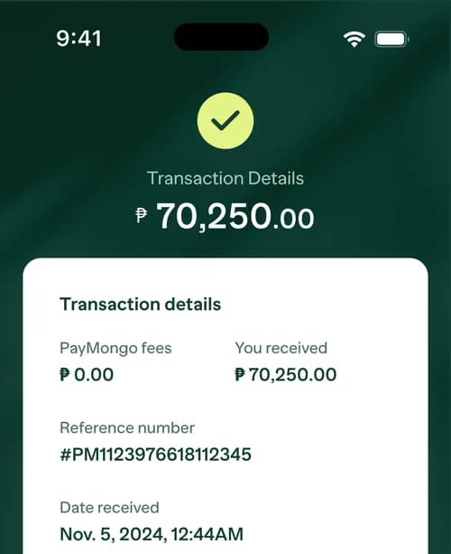 A cell phone with transaction details on the screen