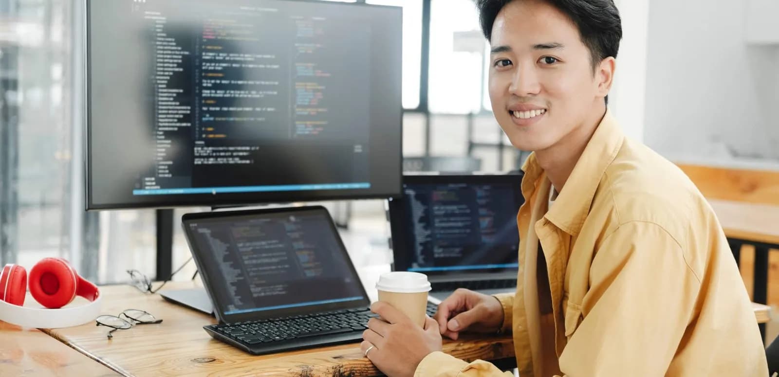 Developer working at desk