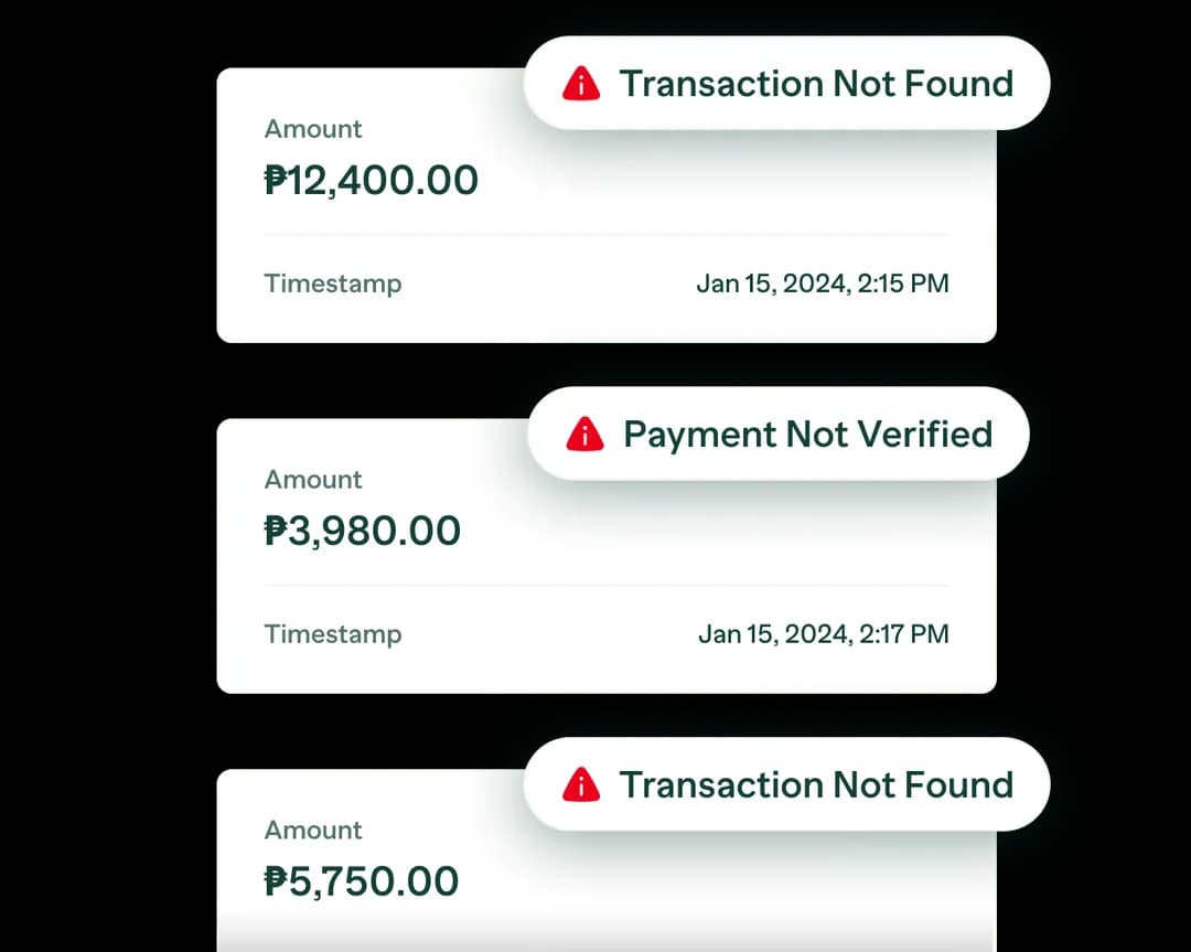 Three different types of payment not verified
