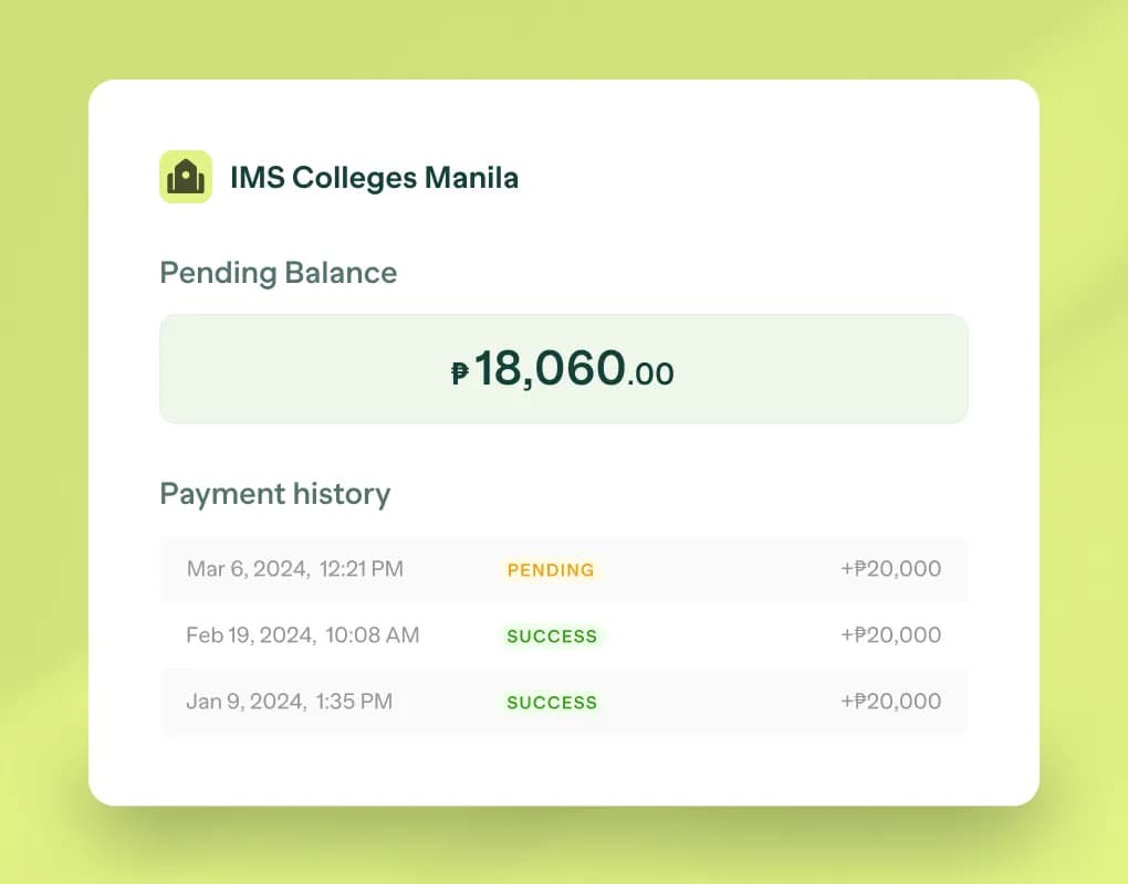 A screen shot of a college application